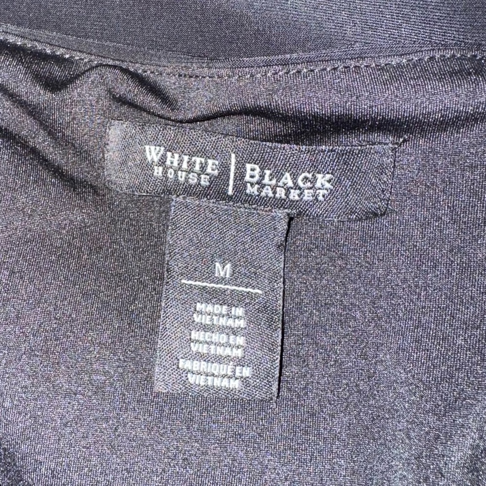 WHBM Pleated V-Neck Sleeveless Top with Ruched Front Black Women's Size Medium M - Picture 7 of 7